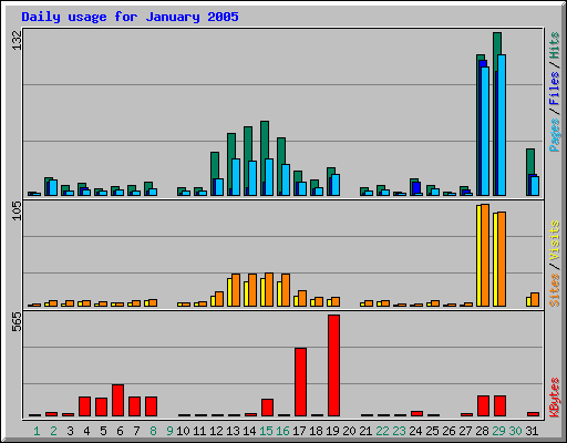Daily usage for January 2005