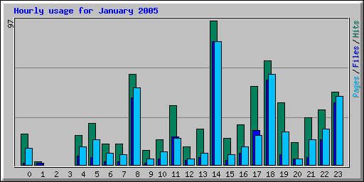 Hourly usage for January 2005