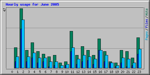 Hourly usage for June 2005