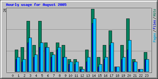 Hourly usage for August 2005