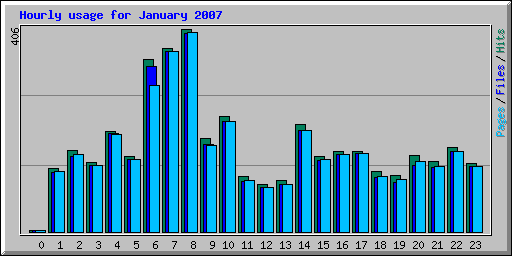 Hourly usage for January 2007