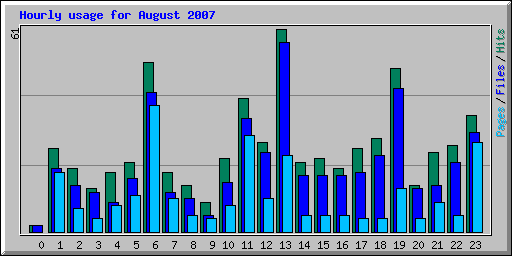 Hourly usage for August 2007